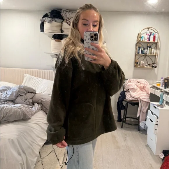 navy green fleece L - Picture 2 of 14